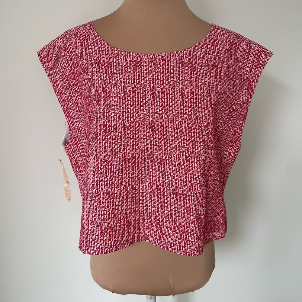 Sachin & Babi Red Textured Jacquard Sleeveless Boxy Cropped Top NWT Size Large
